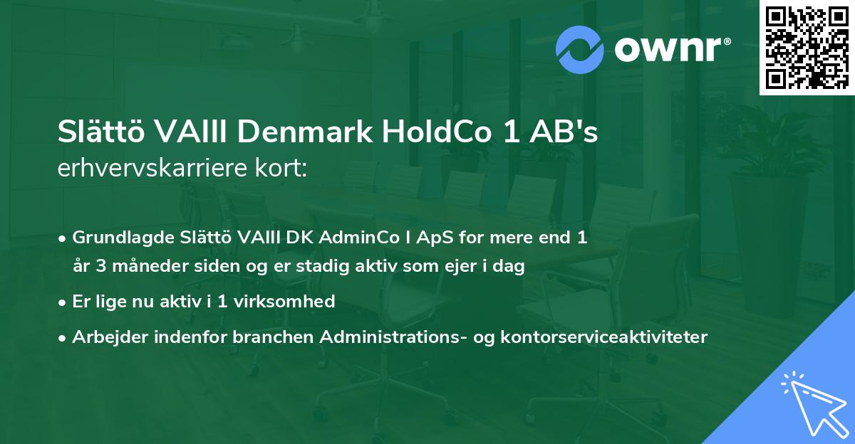 Slättö VAIII Denmark HoldCo 1 AB's erhvervskarriere kort