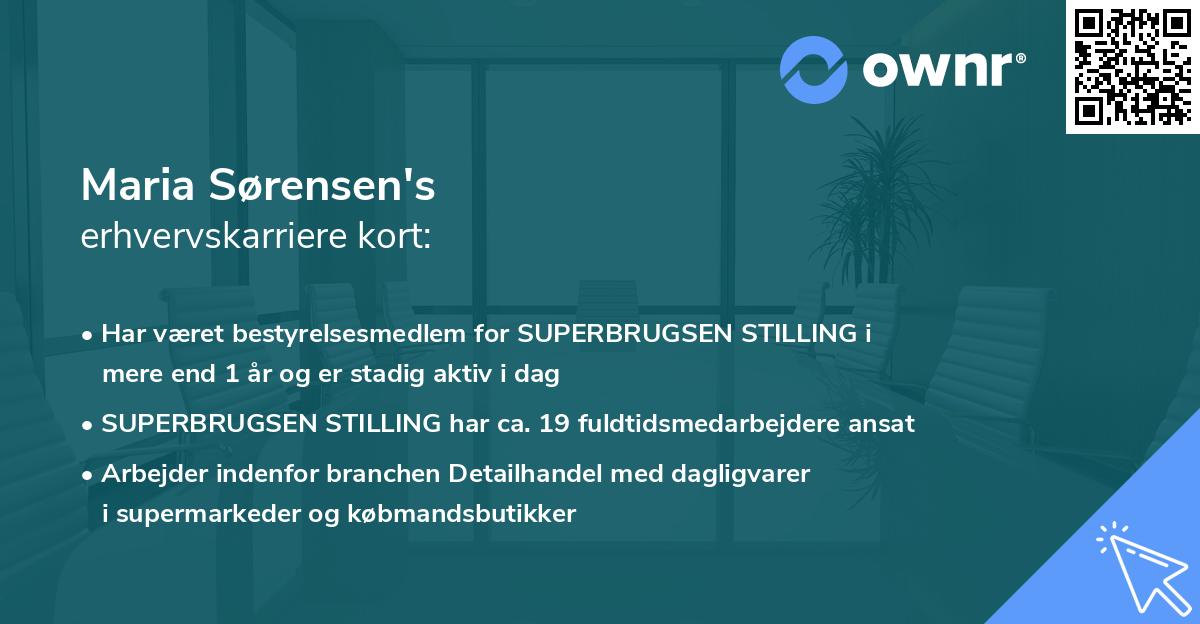 Maria Sørensen's erhvervskarriere kort