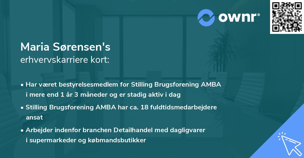 Maria Sørensen's erhvervskarriere kort