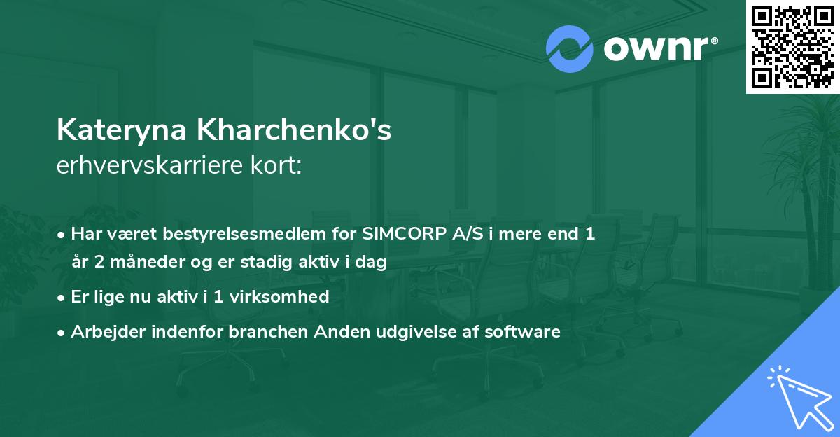 Kateryna Kharchenko's erhvervskarriere kort