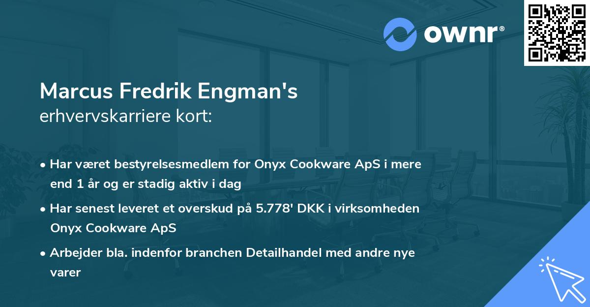 Marcus Fredrik Engman's erhvervskarriere kort