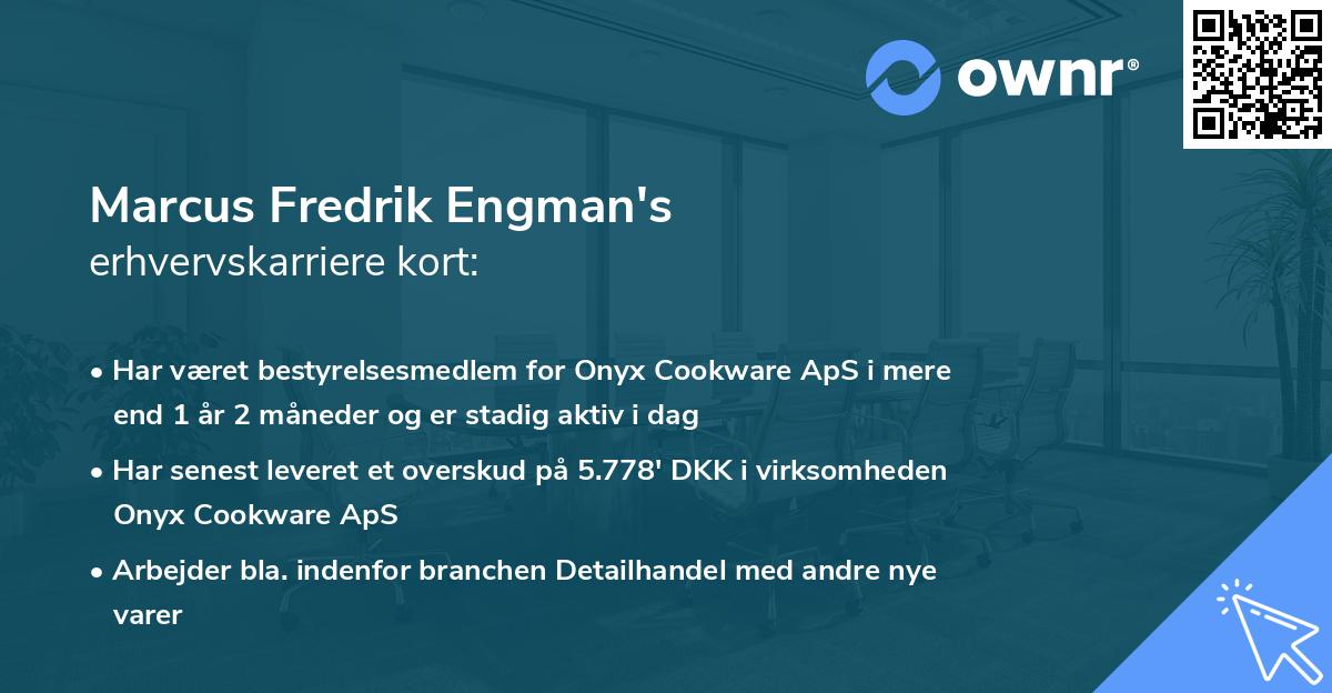 Marcus Fredrik Engman's erhvervskarriere kort