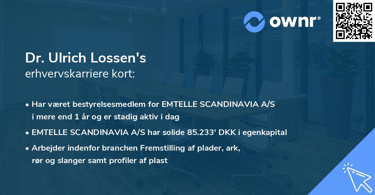 Dr. Ulrich Lossen's erhvervskarriere kort