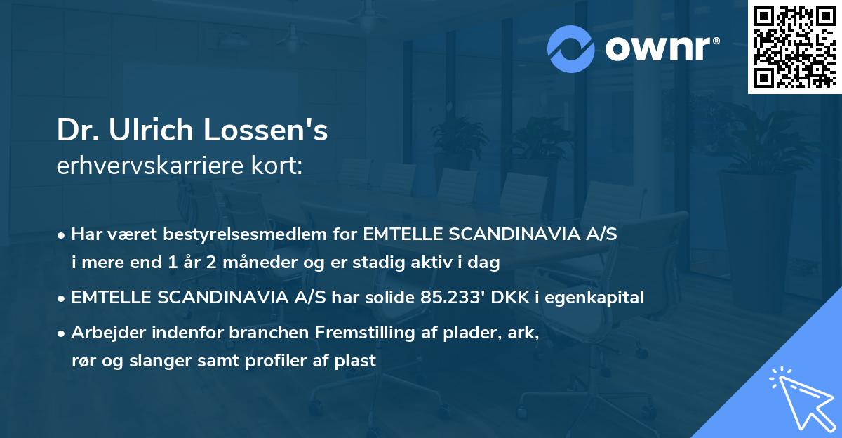 Dr. Ulrich Lossen's erhvervskarriere kort