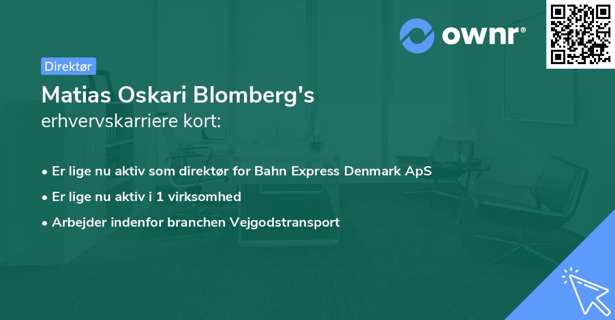 Matias Oskari Blomberg's erhvervskarriere kort