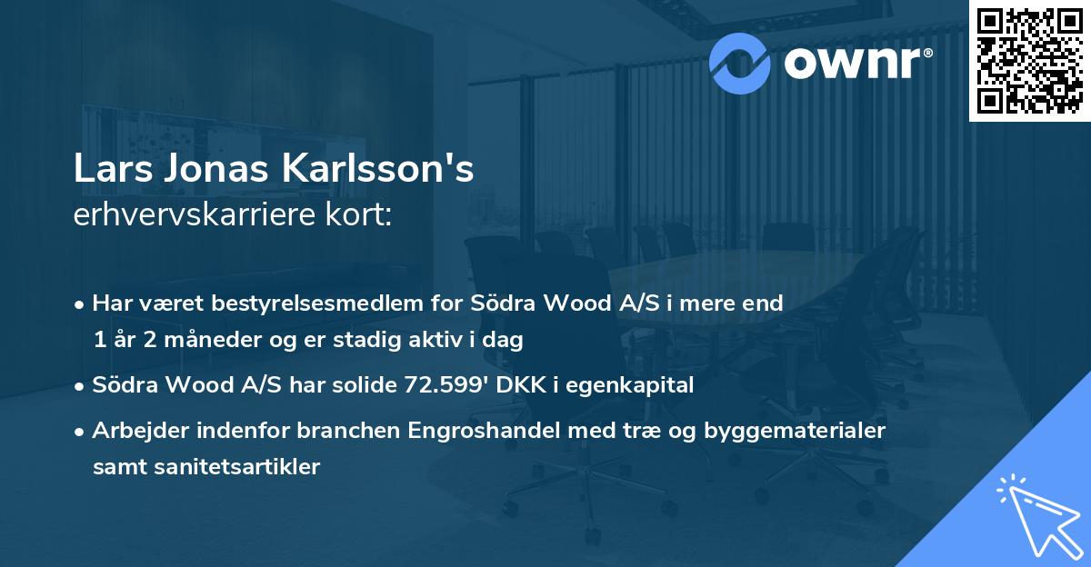 Lars Jonas Karlsson's erhvervskarriere kort