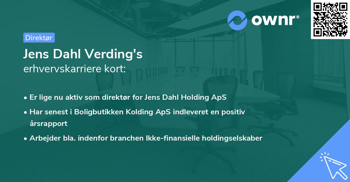 Jens Dahl Verding's erhvervskarriere kort