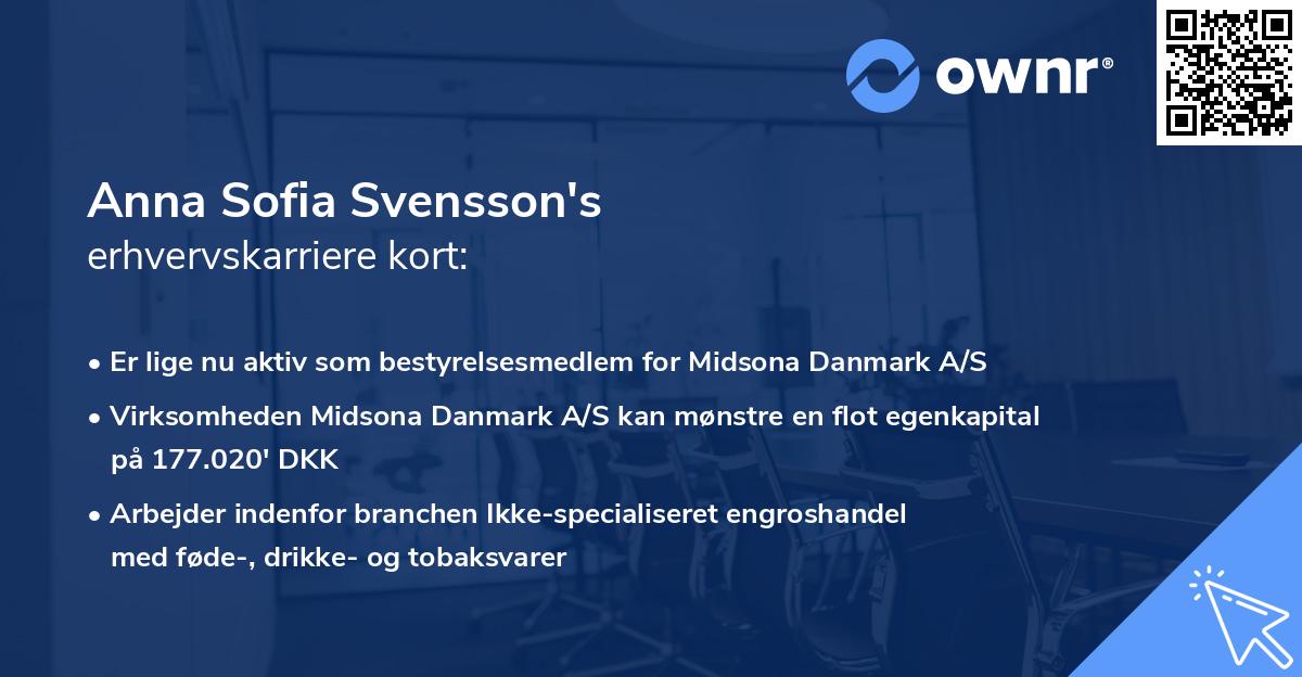 Anna Sofia Svensson's erhvervskarriere kort