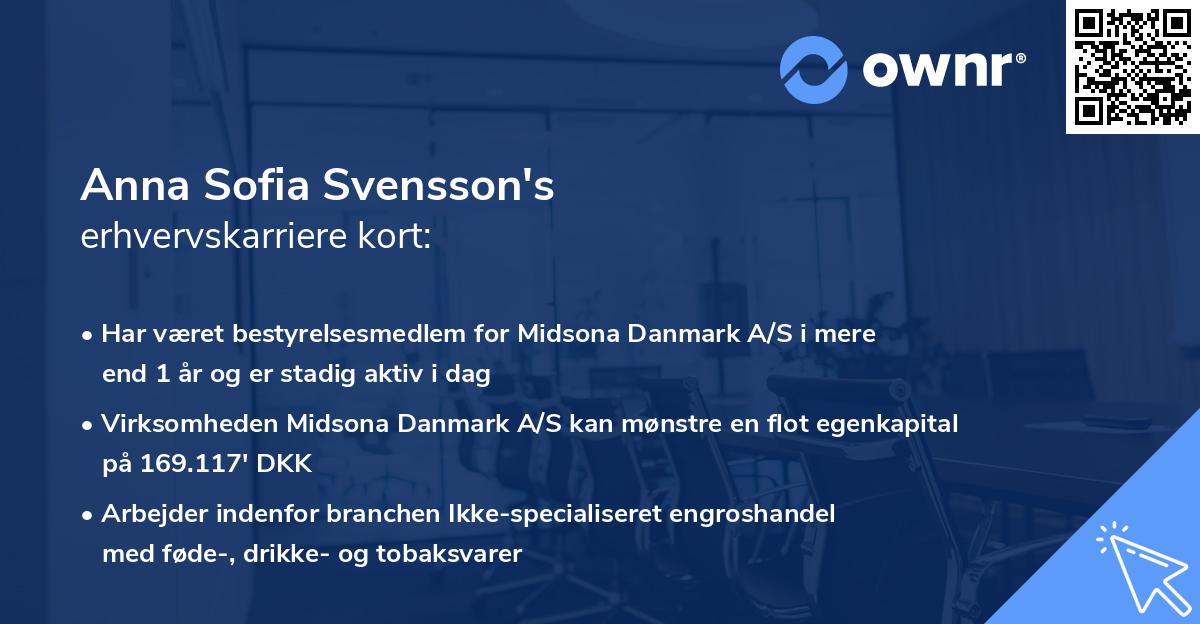 Anna Sofia Svensson's erhvervskarriere kort