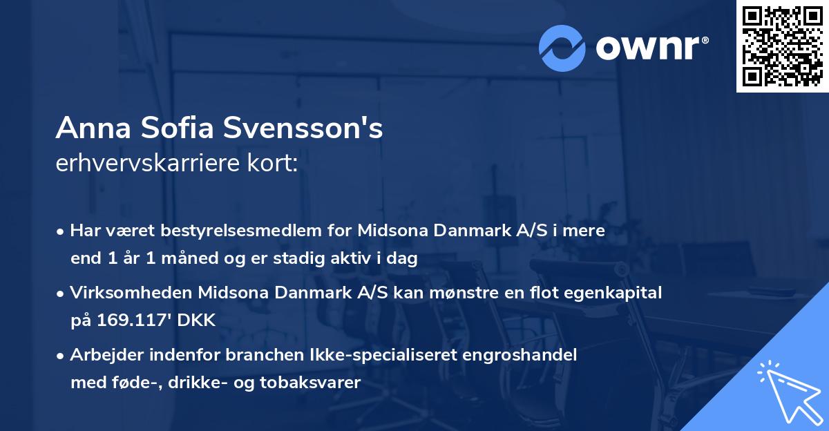 Anna Sofia Svensson's erhvervskarriere kort