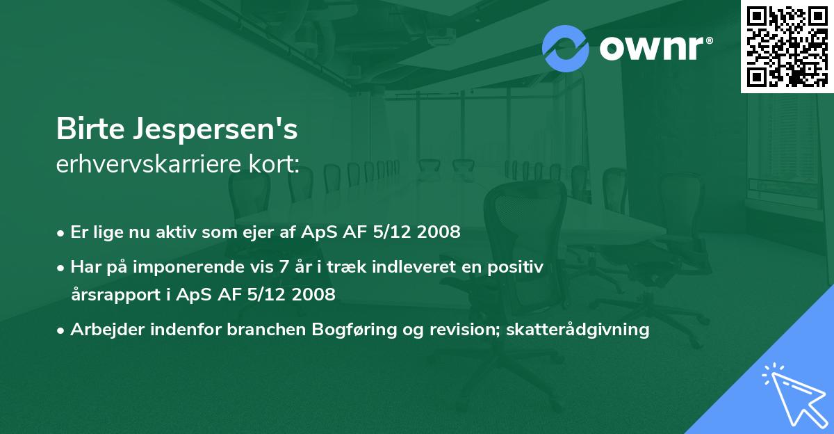Birte Jespersen's erhvervskarriere kort