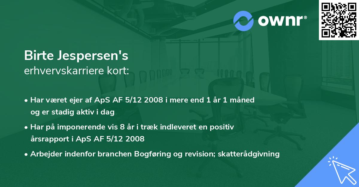 Birte Jespersen's erhvervskarriere kort