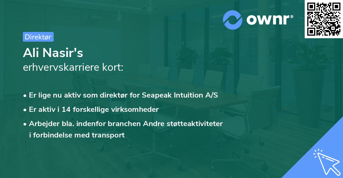 Ali Nasir's erhvervskarriere kort