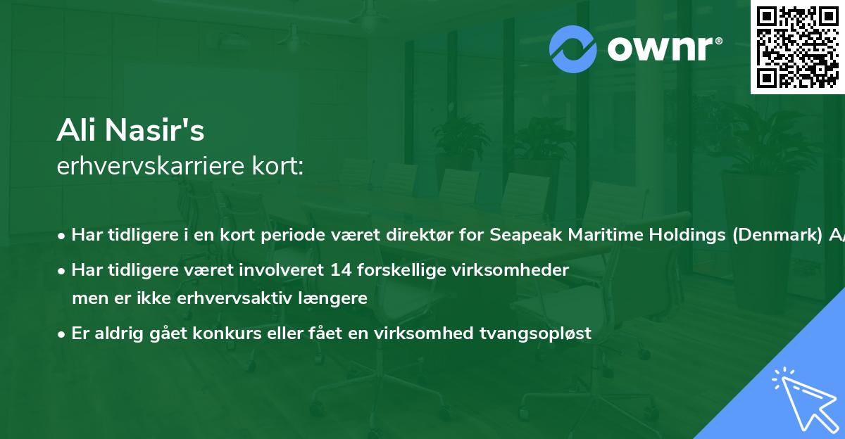 Ali Nasir's erhvervskarriere kort