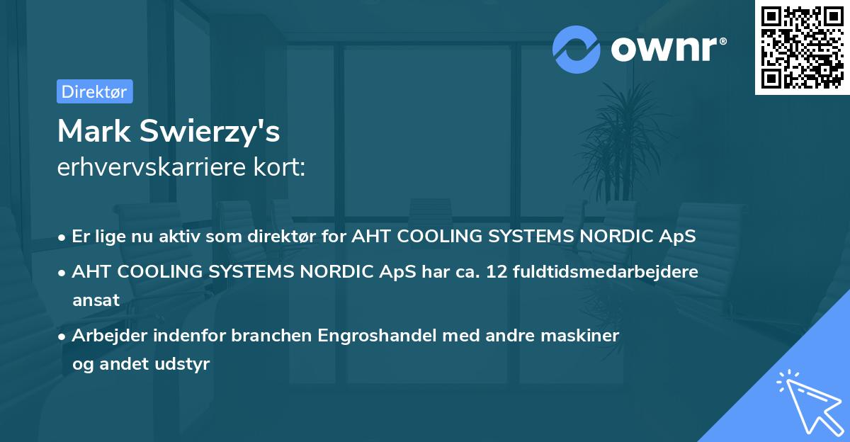 Mark Swierzy's erhvervskarriere kort