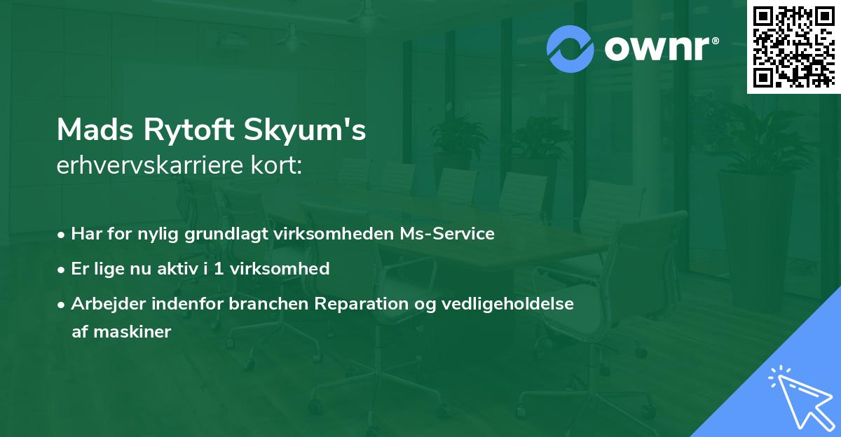 Mads Rytoft Skyum's erhvervskarriere kort