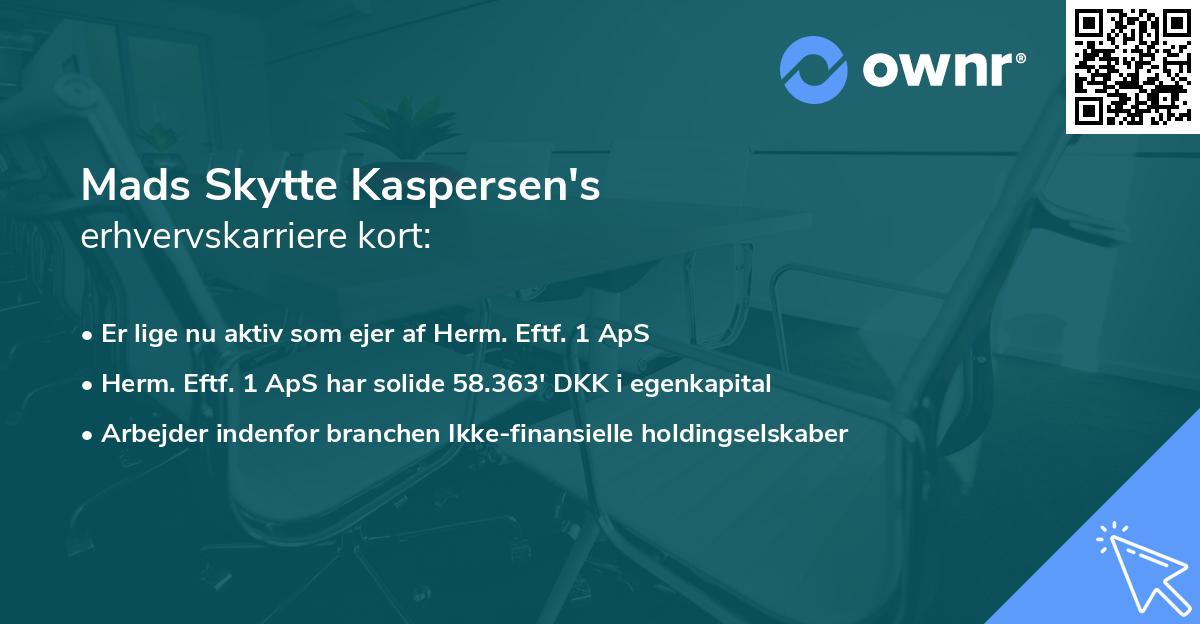 Mads Skytte Kaspersen's erhvervskarriere kort