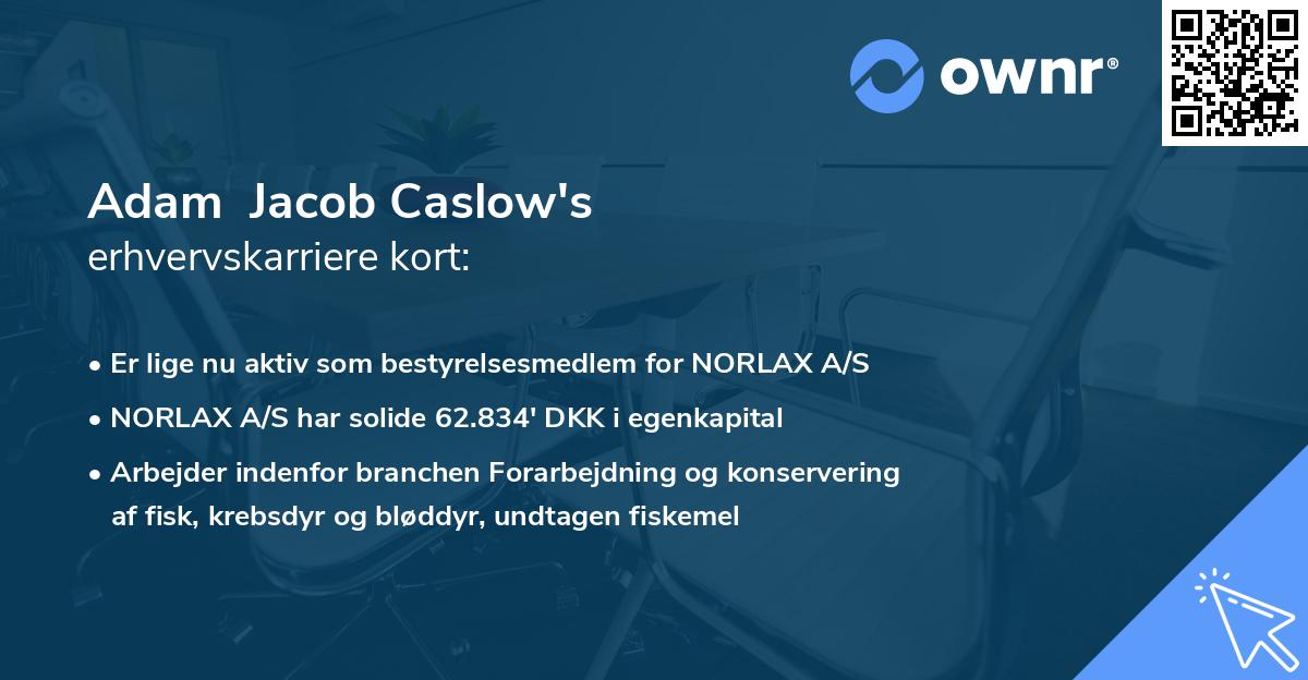 Adam Jacob Caslow's erhvervskarriere kort