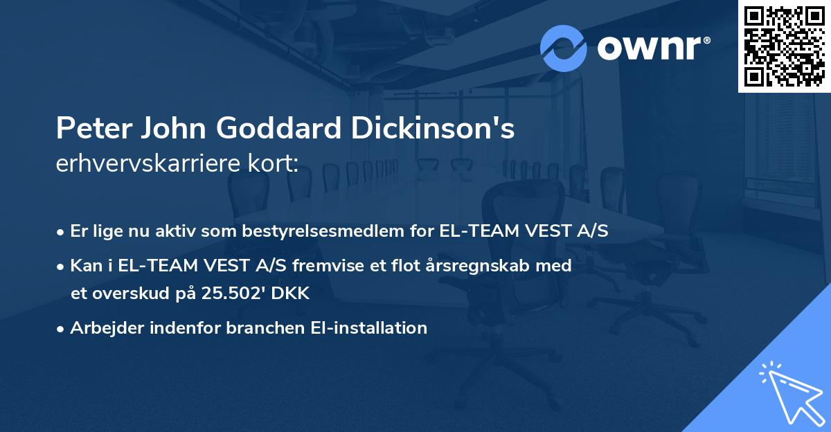 Peter John Goddard Dickinson's erhvervskarriere kort