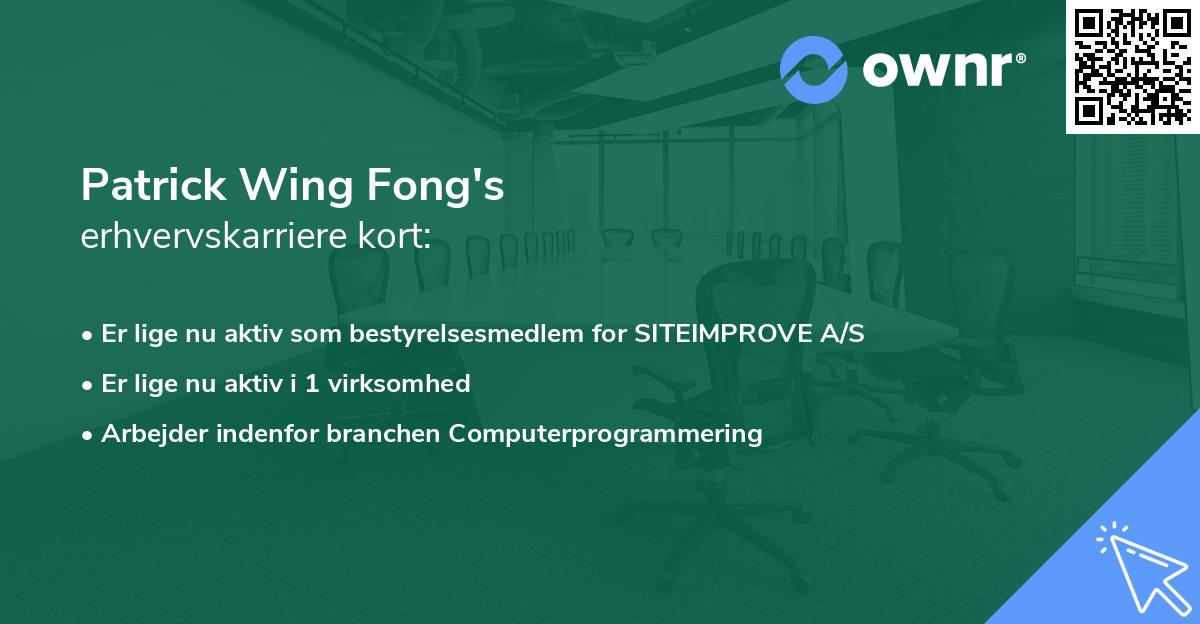 Patrick Wing Fong's erhvervskarriere kort