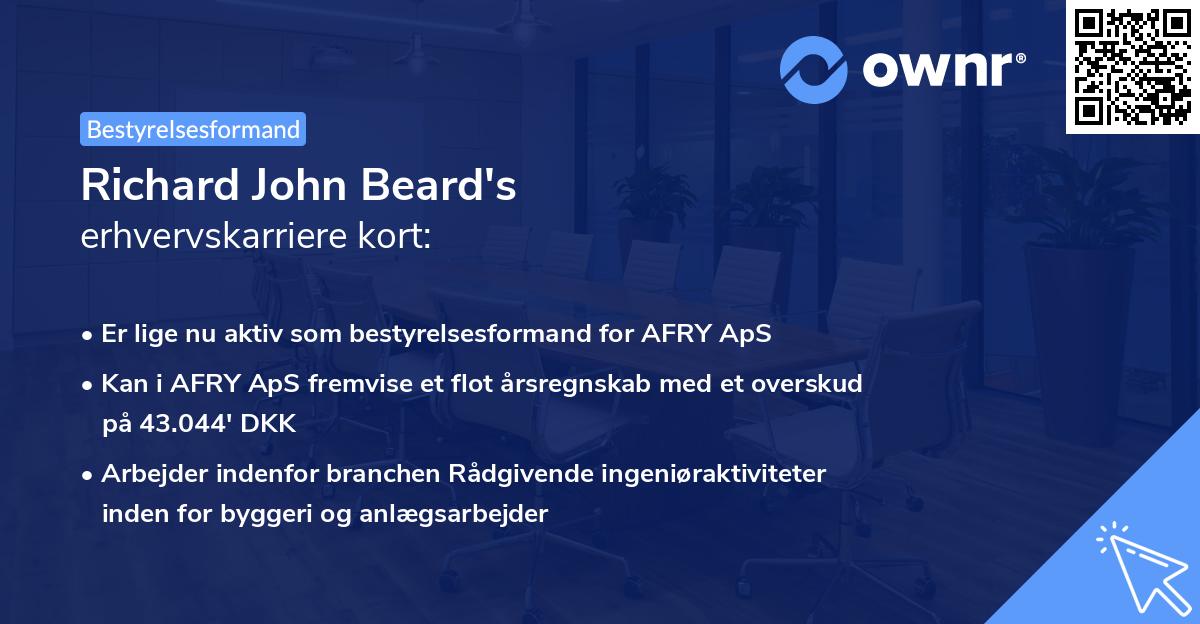 Richard John Beard's erhvervskarriere kort