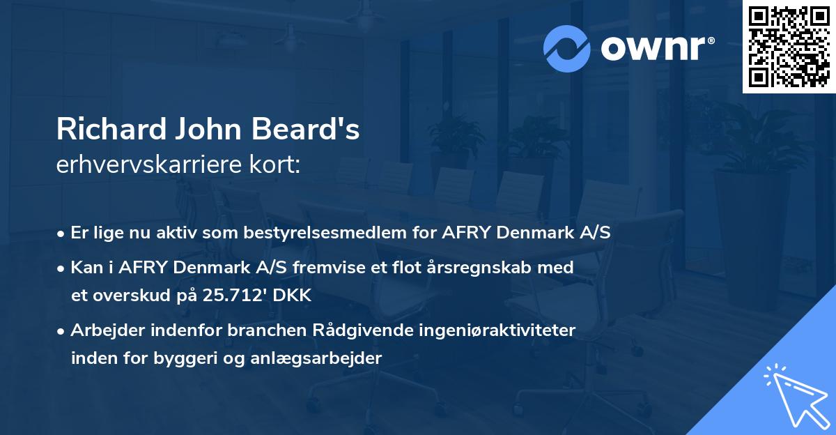 Richard John Beard's erhvervskarriere kort