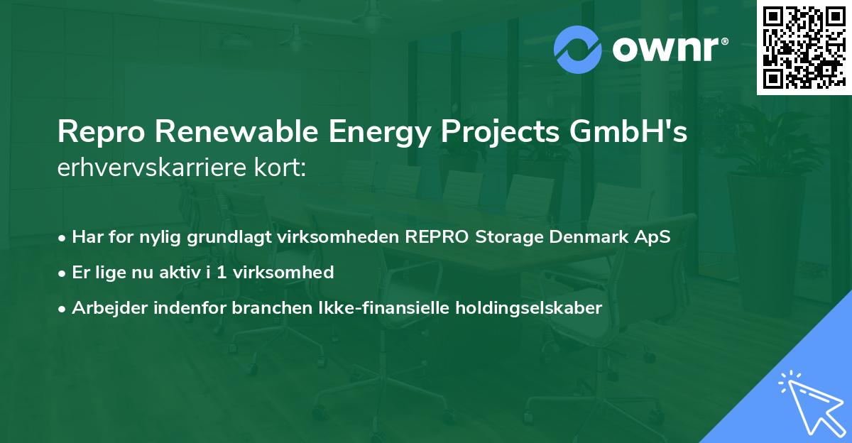 Repro Renewable Energy Projects GmbH's erhvervskarriere kort