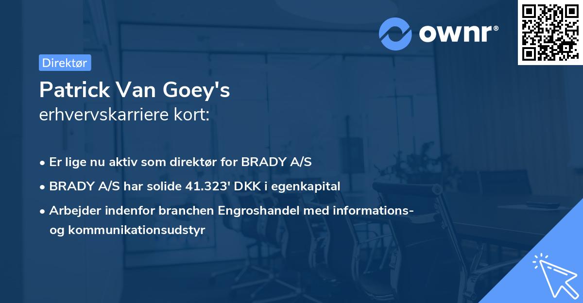 Patrick Van Goey's erhvervskarriere kort