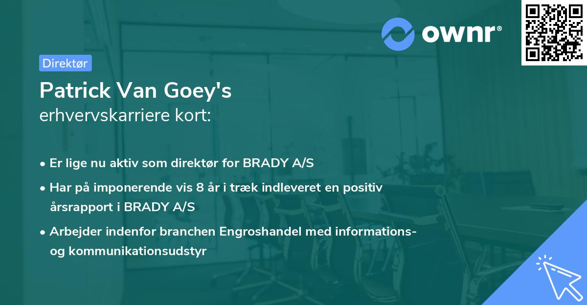 Patrick Van Goey's erhvervskarriere kort