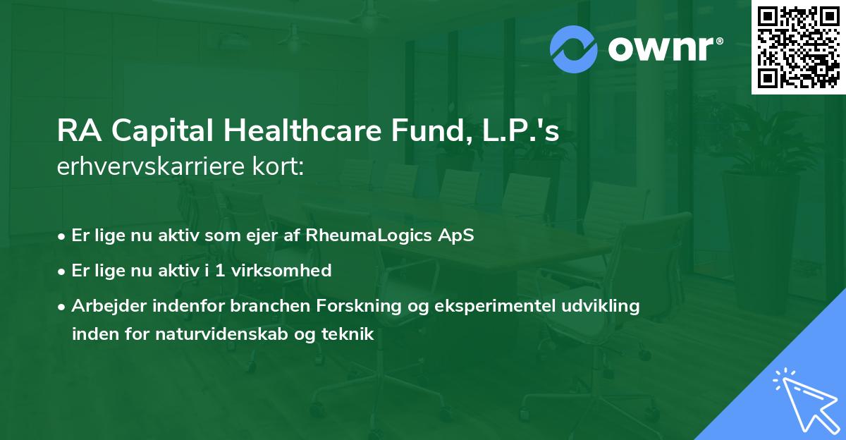 RA Capital Healthcare Fund, L.P.'s erhvervskarriere kort