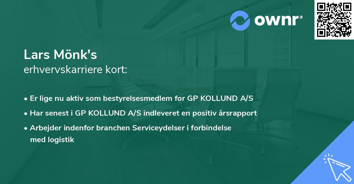 Lars Mönk's erhvervskarriere kort