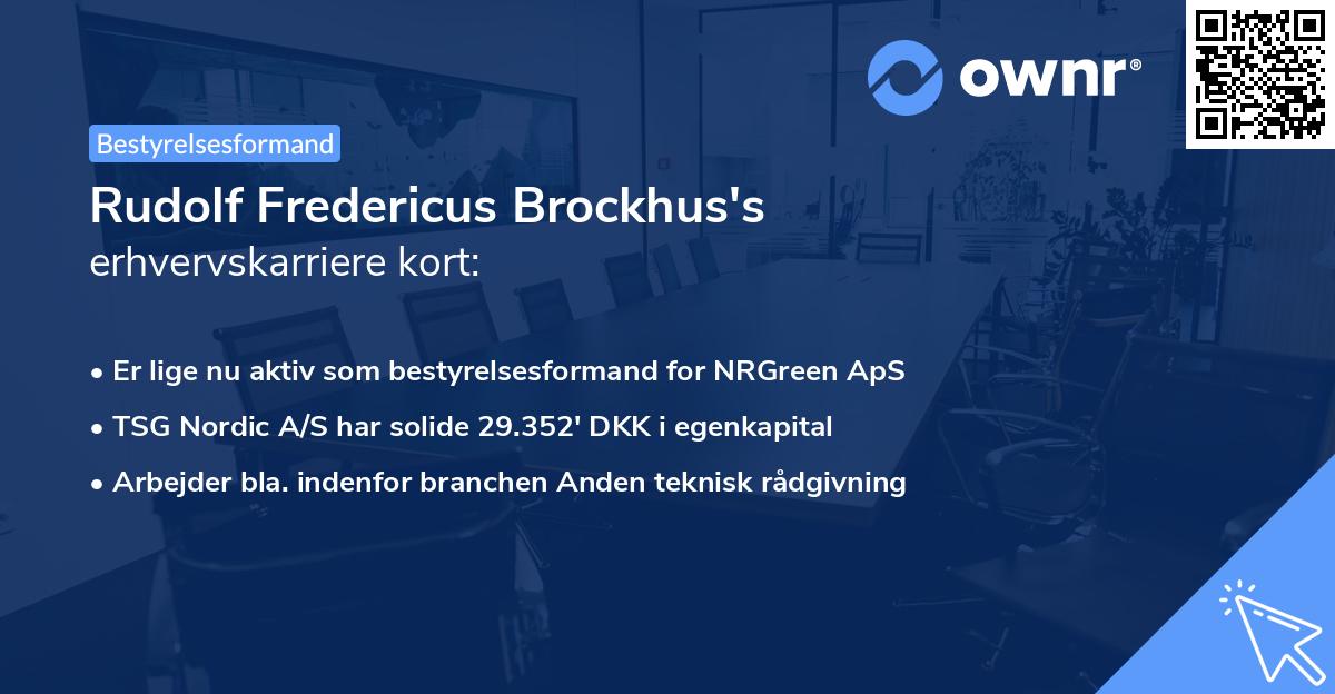 Rudolf Fredericus Brockhus's erhvervskarriere kort