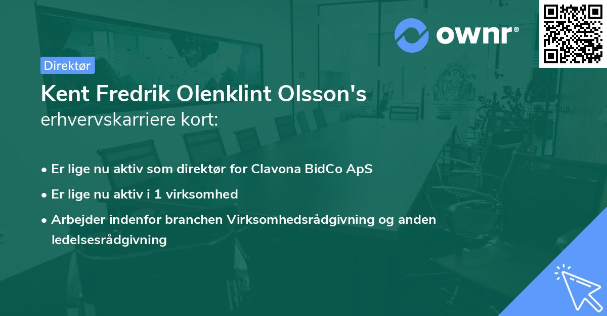 Kent Fredrik Olenklint Olsson's erhvervskarriere kort