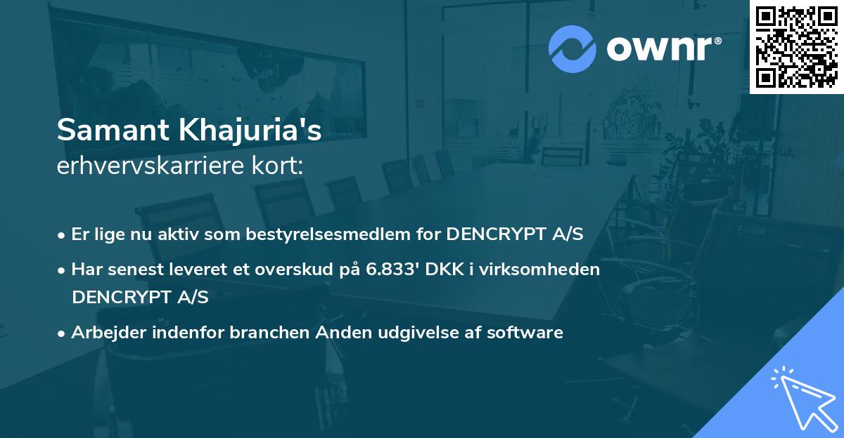 Samant Khajuria's erhvervskarriere kort
