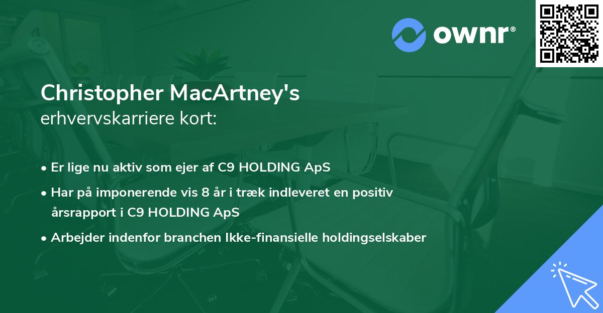 Christopher MacArtney's erhvervskarriere kort