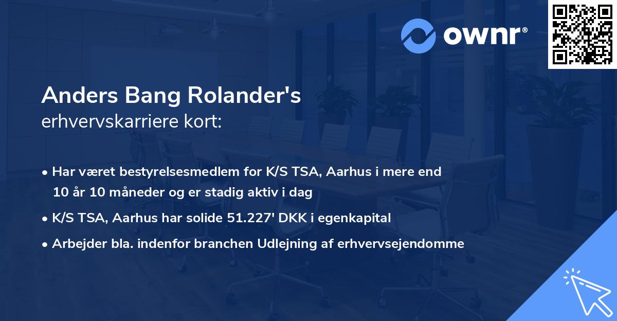 Anders Bang Rolander's erhvervskarriere kort