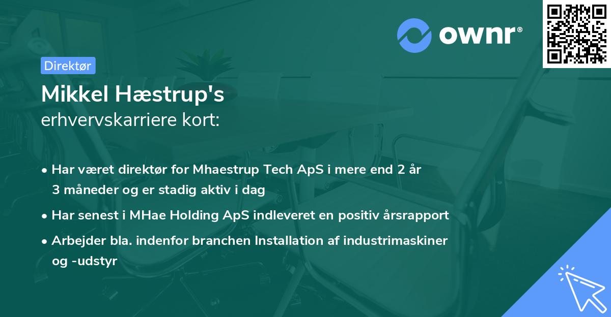 Mikkel Hæstrup's erhvervskarriere kort