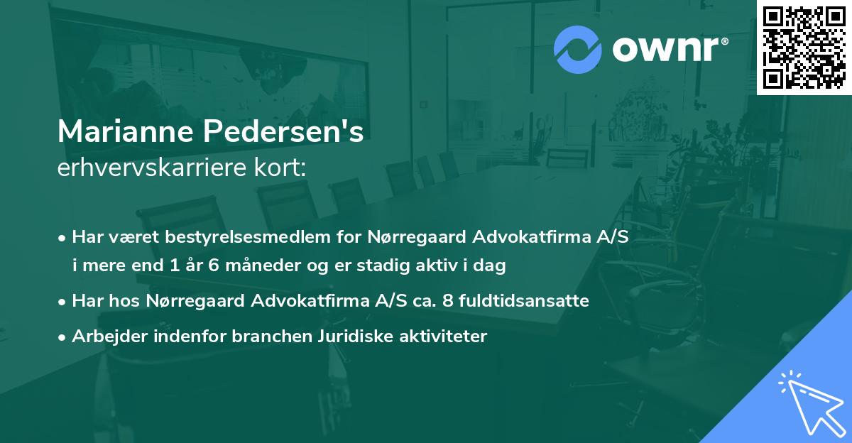 Marianne Pedersen's erhvervskarriere kort