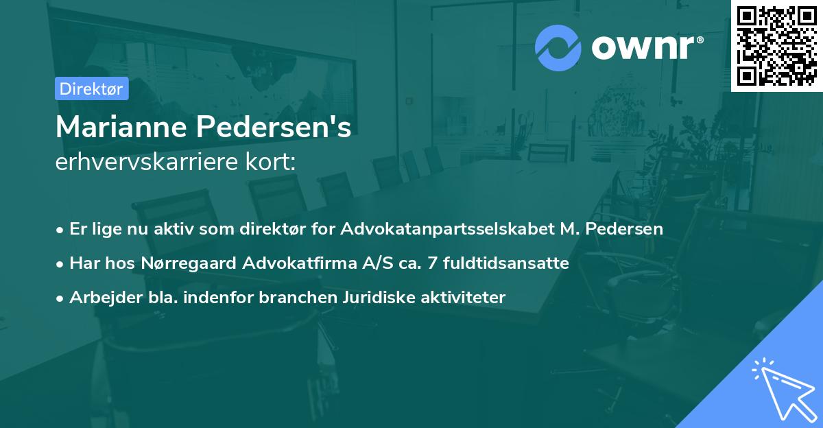 Marianne Pedersen's erhvervskarriere kort