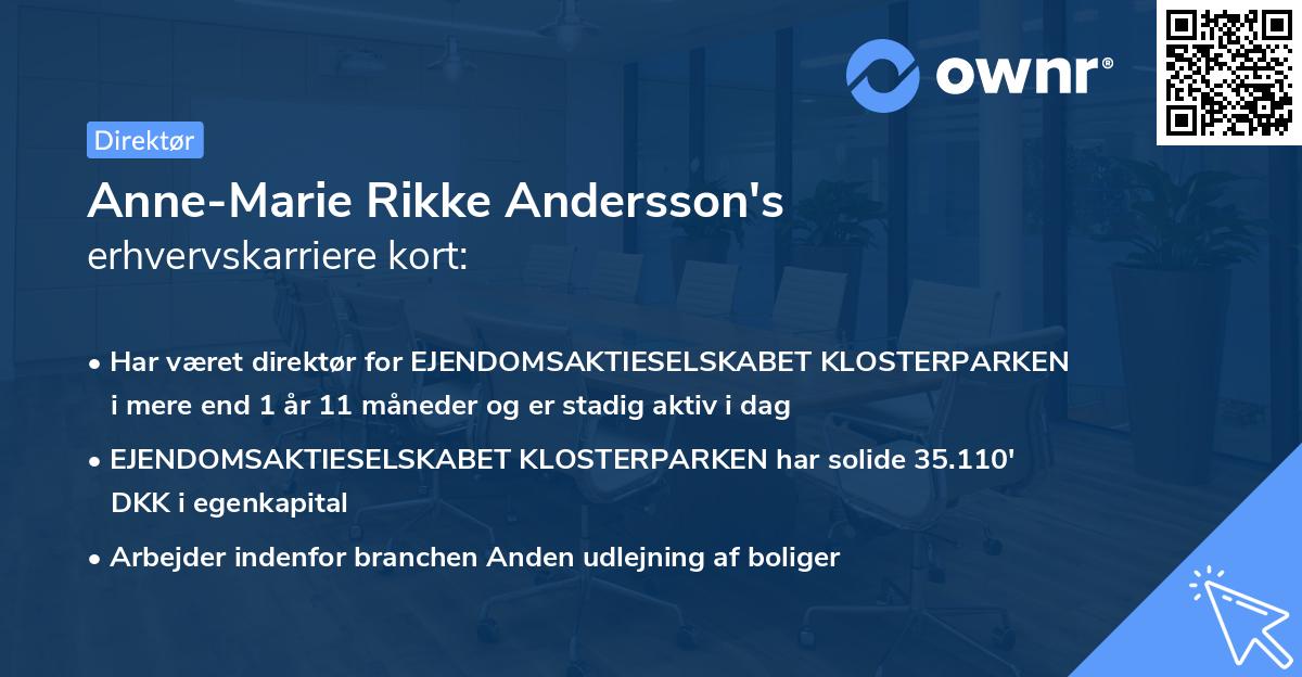 Anne-Marie Rikke Andersson's erhvervskarriere kort