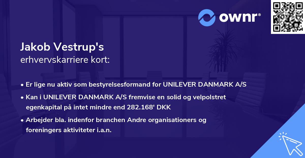 Jakob Vestrup's erhvervskarriere kort