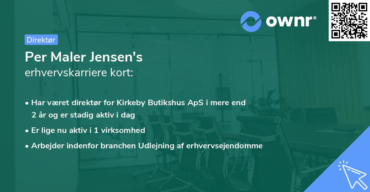 Per Maler Jensen's erhvervskarriere kort