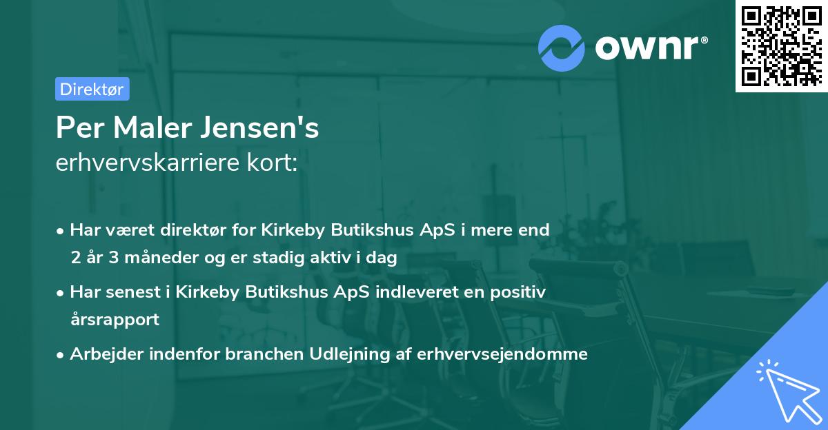 Per Maler Jensen's erhvervskarriere kort