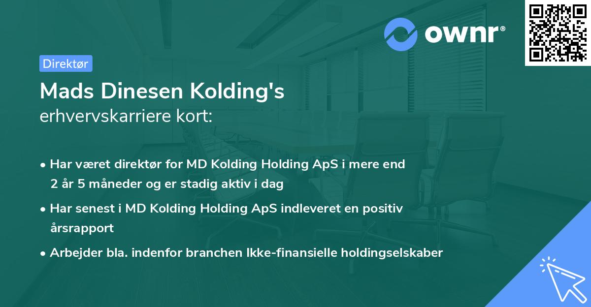 Mads Dinesen Kolding's erhvervskarriere kort