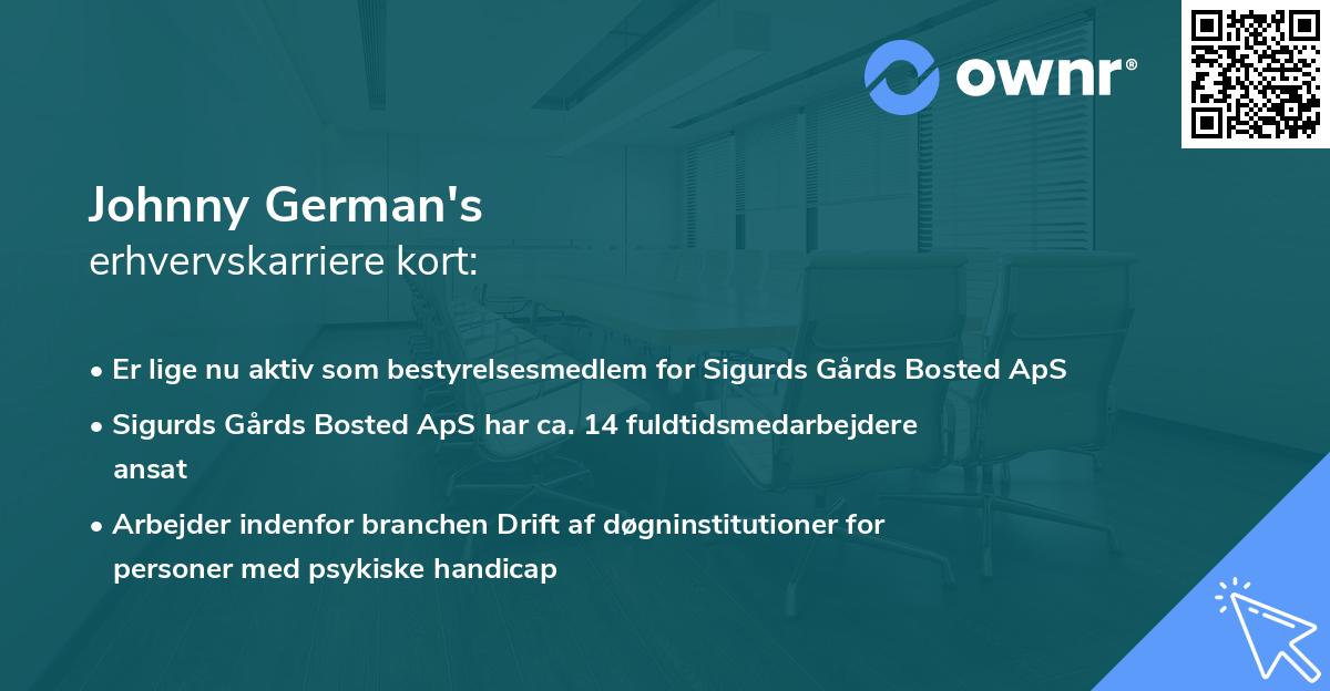 Johnny German's erhvervskarriere kort