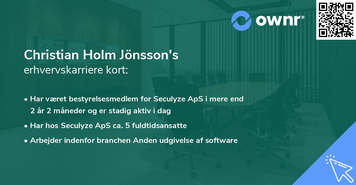 Christian Holm Jönsson's erhvervskarriere kort