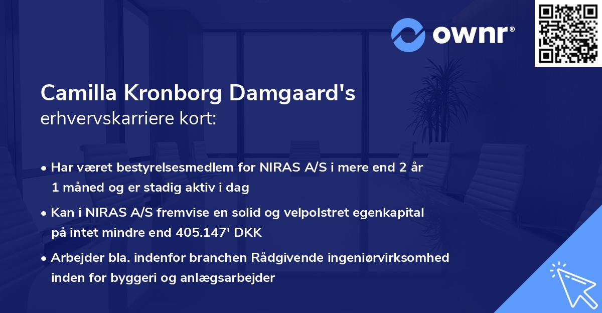 Camilla Kronborg Damgaard's erhvervskarriere kort
