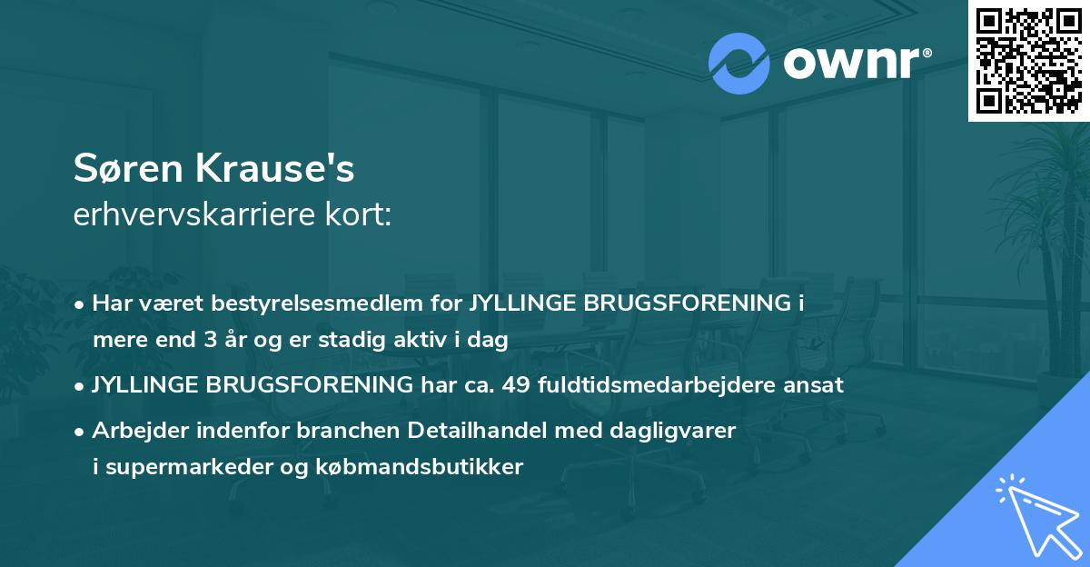 Søren Krause's erhvervskarriere kort