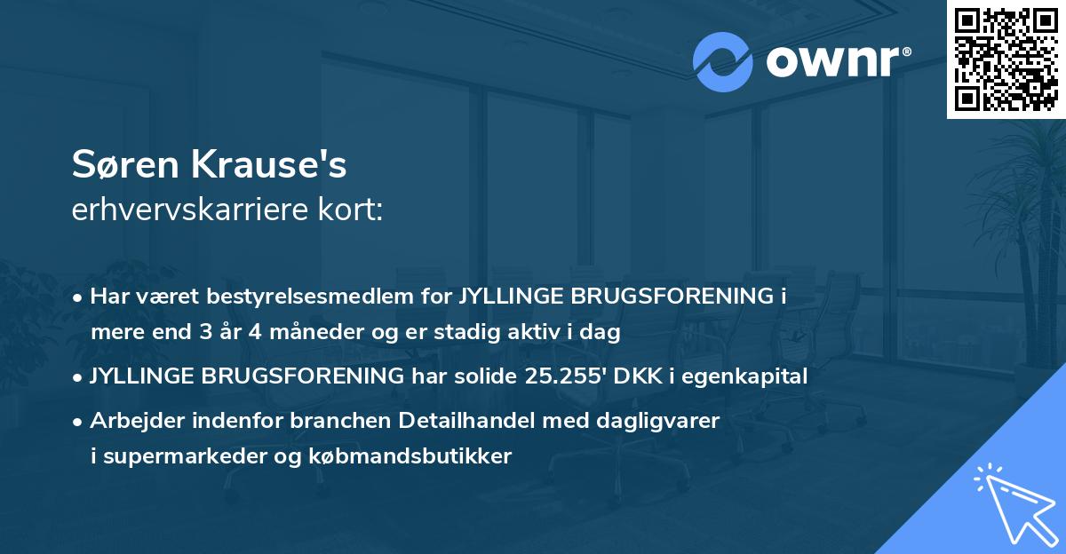 Søren Krause's erhvervskarriere kort