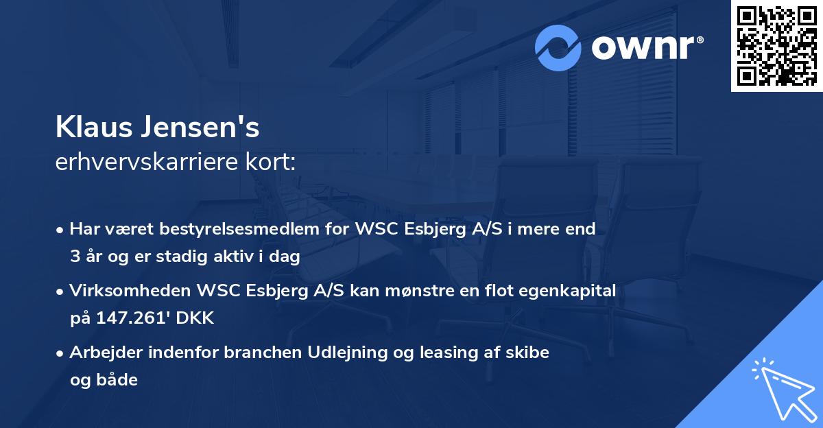 Klaus Jensen's erhvervskarriere kort